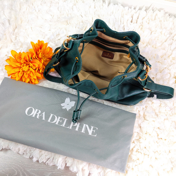 ORA DELPHINE Green Genuine Leather Bucket Bag - Picture 4 of 8